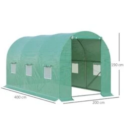 Outsunny Walk In Polytunnel Greenhouse With Galvanised Steel Frame 400L X 200W X 200Hcm - Green - 845-157 -OUTSUNNY Sales Shop outsunny 845 157 dimensions