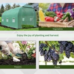 Outsunny Walk In Polytunnel Greenhouse With Galvanised Steel Frame 400L X 200W X 200Hcm - Green - 845-157 -OUTSUNNY Sales Shop outsunny 845 157 use