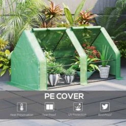 Outsunny Mini Polytunnel Greenhouse With Zipper Windows 180L X 90W X 90Hcm - Green - 845-204V03GN -OUTSUNNY Sales Shop outsunny 845 204v03gn cover