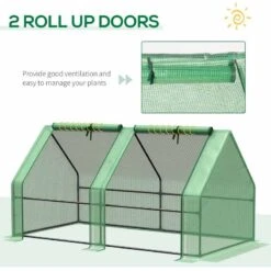 Outsunny Mini Polytunnel Greenhouse With Zipper Windows 180L X 90W X 90Hcm - Green - 845-204V03GN -OUTSUNNY Sales Shop outsunny 845 204v03gn rollup