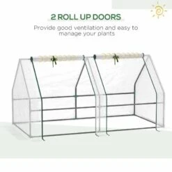 Outsunny Small Polytunnel Steel Frame Greenhouse 180L X 90W X 90Hcm - White - 845-204V03WT -OUTSUNNY Sales Shop outsunny 845 204v03wt rollup