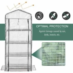 Outsunny 4 Tier Portable Mini Greenhouse 160H X 70L X 50Wcm - White - 845-228V01WT -OUTSUNNY Sales Shop outsunny 845 228v01wt cover