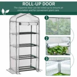 Outsunny 4 Tier Portable Mini Greenhouse 160H X 70L X 50Wcm - White - 845-228V01WT -OUTSUNNY Sales Shop outsunny 845 228v01wt rollup