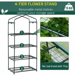 Outsunny 4 Tier Portable Mini Greenhouse 160H X 70L X 50Wcm - White - 845-228V01WT -OUTSUNNY Sales Shop outsunny 845 228v01wt shelves