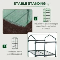 Outsunny 4 Tier Mini Greenhouse With Roll-up Door 70L X 50W X 160Hcm - Green - 845-228V02 -OUTSUNNY Sales Shop outsunny 845 228v02 stable