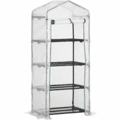 Outsunny 4 Tier Mini Greenhouse With Zip-Up Door 160H X 70L X 50Wcm - White - 845-228V02WT 12 Outsunny 4 Tier Mini Greenhouse With Zip-Up Door 160H X 70L X 50Wcm - White - 845-228V02WT -OUTSUNNY Sales Shop outsunny 845 228v02wt full 1