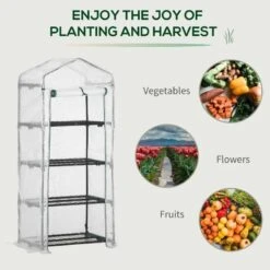 Outsunny 4 Tier Mini Greenhouse With Zip-Up Door 160H X 70L X 50Wcm - White - 845-228V02WT 16 Outsunny 4 Tier Mini Greenhouse With Zip-Up Door 160H X 70L X 50Wcm - White - 845-228V02WT -OUTSUNNY Sales Shop outsunny 845 228v02wt use 1