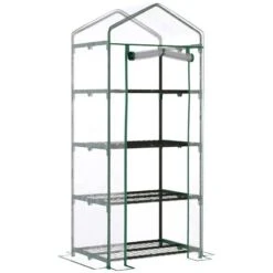 Outsunny 4 Tier Mini Greenhouse With Zip-Up Door 160H X 70L X 50Wcm - Transparent & Green - 845-228V03 -OUTSUNNY Sales Shop outsunny 845 228v03 full