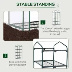 Outsunny 4 Tier Mini Greenhouse With Zip-Up Door 160H X 70L X 50Wcm - Transparent & Green - 845-228V03 -OUTSUNNY Sales Shop outsunny 845 228v03 stable