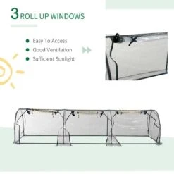 Outsunny Portable Steel Mini Greenhouse 350L X 100W X 80Hcm - Dark Green & Transparent - 845-234V01 -OUTSUNNY Sales Shop outsunny 845 234v01 rollup
