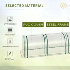 Outsunny PVC Tunnel Grow House With Steel Frame 395D X 100W X 80Hcm - Clear - 845-234V03CR -OUTSUNNY Sales Shop outsunny 845 234v03cr material