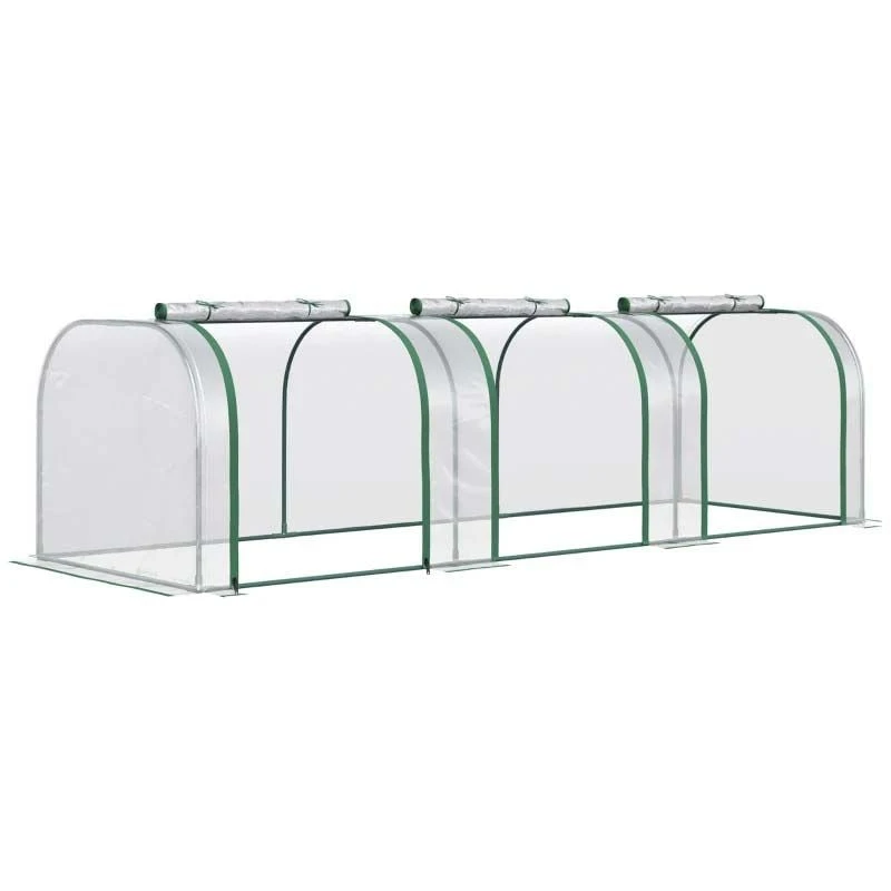 Outsunny PVC Small Polytunnel Greenhouse With Zip-up Doors 295L X 100W X 80Hcm - Clear - 845-234V04CR 3 Outsunny PVC Small Polytunnel Greenhouse With Zip-up Doors 295L X 100W X 80Hcm - Clear - 845-234V04CR - Image 3