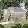 Outsunny 8 X 6ft Walk In Polycarbonate Greenhouse With Aluminium Frame - Clear & Silver - 845-243V01 -OUTSUNNY Sales Shop outsunny 845 243v01