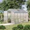 Outsunny PC Walk-In Greenhouse With Rain Gutters 303L X 183W X 195Hcm - Transparent & Silver - 845-243V02 20 Outsunny PC Walk-In Greenhouse With Rain Gutters 303L X 183W X 195Hcm - Transparent & Silver - 845-243V02 -OUTSUNNY Sales Shop outsunny 845 243v02