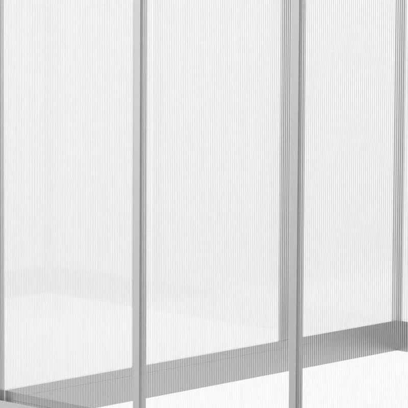 Outsunny PC Walk-In Greenhouse With Rain Gutters 303L X 183W X 195Hcm - Transparent & Silver - 845-243V02 9 Outsunny PC Walk-In Greenhouse With Rain Gutters 303L X 183W X 195Hcm - Transparent & Silver - 845-243V02 - Image 9