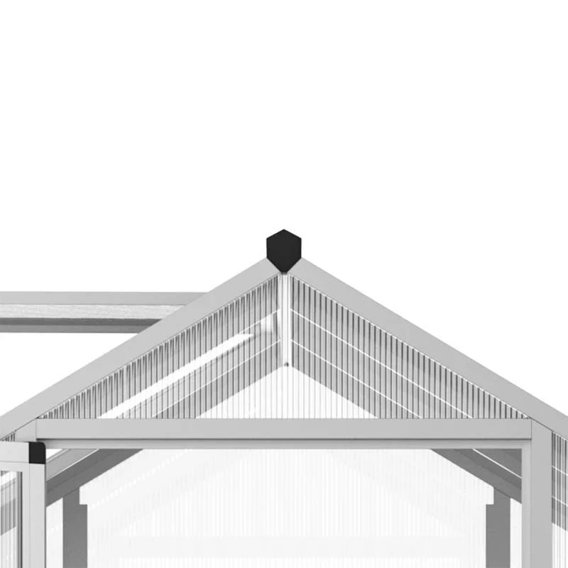 Outsunny PC Walk-In Greenhouse With Rain Gutters 303L X 183W X 195Hcm - Transparent & Silver - 845-243V02 10 Outsunny PC Walk-In Greenhouse With Rain Gutters 303L X 183W X 195Hcm - Transparent & Silver - 845-243V02 - Image 10