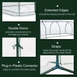 Outsunny PVC Tunnel Greenhouse 250L X 100W X 80Hcm - Transparent & Dark Green - 845-305 -OUTSUNNY Sales Shop outsunny 845 305 features