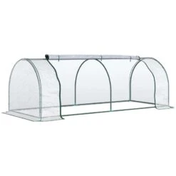 Outsunny PVC Tunnel Greenhouse 250L X 100W X 80Hcm - Transparent & Dark Green - 845-305 -OUTSUNNY Sales Shop outsunny 845 305 full