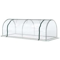 Outsunny PVC Tunnel Greenhouse 250L X 100W X 80Hcm - Transparent & Dark Green - 845-305 -OUTSUNNY Sales Shop outsunny 845 305 full2