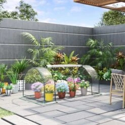 Outsunny Portable Mini Tunnel Greenhouse 200L X 100W X 80Hcm - Transparent & Green - 845-305V02