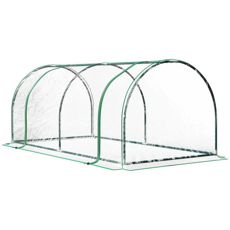 Outsunny Portable Mini Tunnel Greenhouse 200L X 100W X 80Hcm - Transparent & Green - 845-305V02 3 Outsunny Portable Mini Tunnel Greenhouse 200L X 100W X 80Hcm - Transparent & Green - 845-305V02 - Image 3