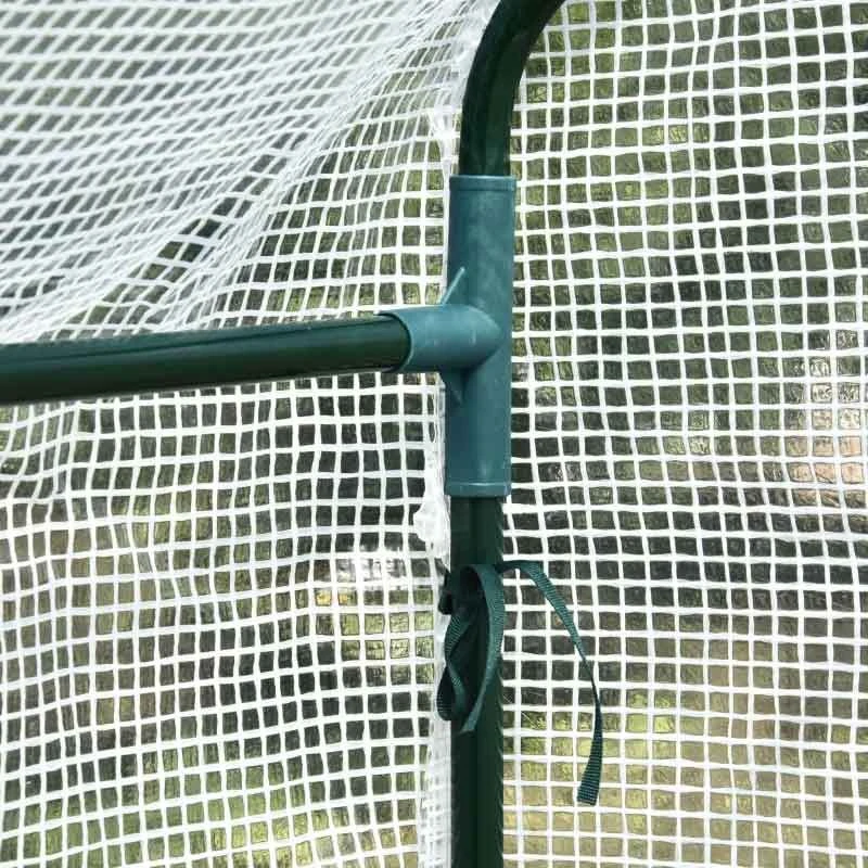 Outsunny 6 X 4ft Walk In Steeple Polytunnel Greenhouse With Four Shelves - White & Green - 845-306V01 9 Outsunny 6 X 4ft Walk In Steeple Polytunnel Greenhouse With Four Shelves - White & Green - 845-306V01 - Image 9