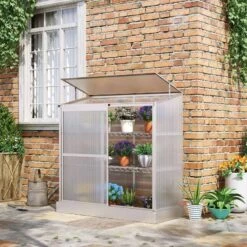 Outsunny 3 Tier Cold Frame Mini Greenhouse 139.5H X 131L X 58Wcm - Silver - 845-329