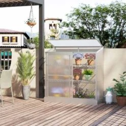 Outsunny 3 Tier Cold Frame Mini Greenhouse 139.5H X 131L X 58Wcm - Silver - 845-329 -OUTSUNNY Sales Shop outsunny 845 329 outdoor