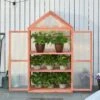 Outsunny Wooden Cold Frame Greenhouse With PC Board 80 X 47 X 138cm - Orange - 845-370