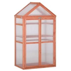 Outsunny Wooden Cold Frame Greenhouse With PC Board 80 X 47 X 138cm - Orange - 845-370 12 Outsunny Wooden Cold Frame Greenhouse With PC Board 80 X 47 X 138cm - Orange - 845-370 -OUTSUNNY Sales Shop outsunny 845 370 full