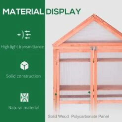 Outsunny Wooden Cold Frame Greenhouse With PC Board 80 X 47 X 138cm - Orange - 845-370 13 Outsunny Wooden Cold Frame Greenhouse With PC Board 80 X 47 X 138cm - Orange - 845-370 -OUTSUNNY Sales Shop outsunny 845 370 material