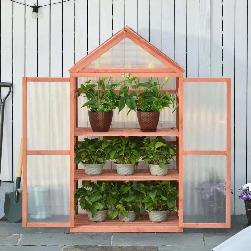 Outsunny Wooden Cold Frame Greenhouse With PC Board 80 X 47 X 138cm - Orange - 845-370 1 Outsunny Wooden Cold Frame Greenhouse With PC Board 80 X 47 X 138cm - Orange - 845-370