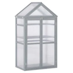 Outsunny Wooden Cold Frame Greenhouse With PC Board 80 X 47 X 138cm - Grey - 845-370GY 12 Outsunny Wooden Cold Frame Greenhouse With PC Board 80 X 47 X 138cm - Grey - 845-370GY -OUTSUNNY Sales Shop outsunny 845 370gy full