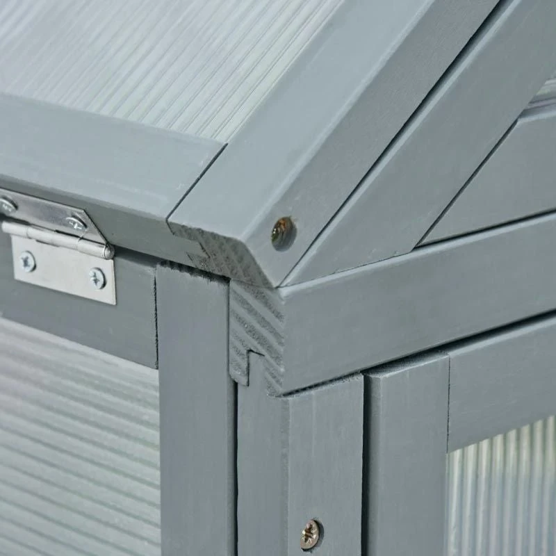 Outsunny Wooden Cold Frame Greenhouse With PC Board 80 X 47 X 138cm - Grey - 845-370GY 8 Outsunny Wooden Cold Frame Greenhouse With PC Board 80 X 47 X 138cm - Grey - 845-370GY - Image 8