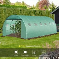 Outsunny 20 X 10ft Tunnel Walk In Greenhouse Replacement Cover With Windows & Door - Green - 845-382GN -OUTSUNNY Sales Shop outsunny 845 382gn features