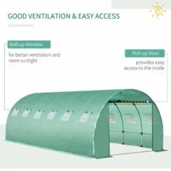 Outsunny 20 X 10ft Tunnel Walk In Greenhouse Replacement Cover With Windows & Door - Green - 845-382GN -OUTSUNNY Sales Shop outsunny 845 382gn features2