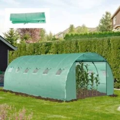 Outsunny 20 X 10ft Tunnel Walk In Greenhouse Replacement Cover With Windows & Door - Green - 845-382GN -OUTSUNNY Sales Shop outsunny 845 382gn outdoor
