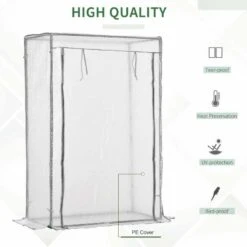 Outsunny Mini Greenhouse With Roll-up Door 100L X 50W X 150Hcm - White - 845-386V01 -OUTSUNNY Sales Shop outsunny 845 386v01 quality