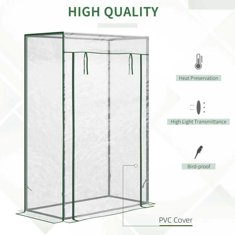 Outsunny Mini Greenhouse With PVC Cover & Roll-Up Door 100L X 50W X 150Hcm - Transparent - 845-386V02 4 Outsunny Mini Greenhouse With PVC Cover & Roll-Up Door 100L X 50W X 150Hcm - Transparent - 845-386V02 - Image 4