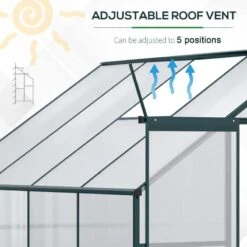 Outsunny 8 X 4ft Aluminium Polycarbonate Walk-In Greenhouse With Adjustable Roof Vent - Green - 845-391V03GN 13 Outsunny 8 X 4ft Aluminium Polycarbonate Walk-In Greenhouse With Adjustable Roof Vent - Green - 845-391V03GN -OUTSUNNY Sales Shop outsunny 845 391v03gn adjustable