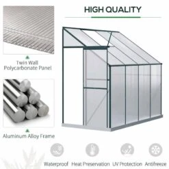 Outsunny 8 X 4ft Aluminium Polycarbonate Walk-In Greenhouse With Adjustable Roof Vent - Green - 845-391V03GN 15 Outsunny 8 X 4ft Aluminium Polycarbonate Walk-In Greenhouse With Adjustable Roof Vent - Green - 845-391V03GN -OUTSUNNY Sales Shop outsunny 845 391v03gn quality