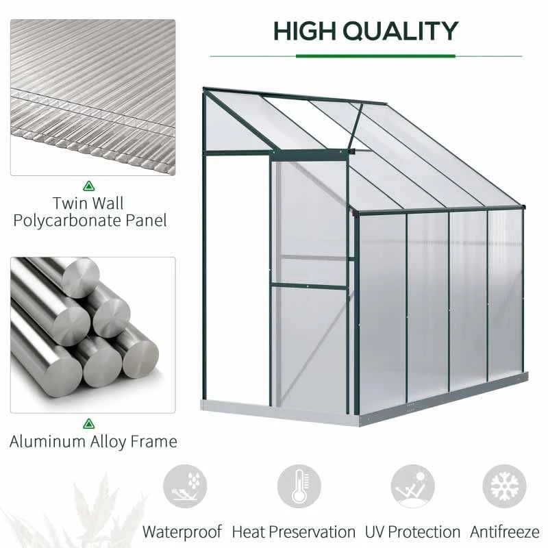 Outsunny 8 X 4ft Aluminium Polycarbonate Walk-In Greenhouse With Adjustable Roof Vent - Green - 845-391V03GN 6 Outsunny 8 X 4ft Aluminium Polycarbonate Walk-In Greenhouse With Adjustable Roof Vent - Green - 845-391V03GN - Image 6