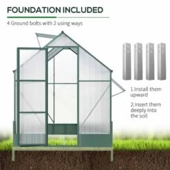 Outsunny Walk-In Greenhouse With 2 Garden Planter Bed 190L X 190W X 220Hcm - Transparent & Green - 845-421V01 16 Outsunny Walk-In Greenhouse With 2 Garden Planter Bed 190L X 190W X 220Hcm - Transparent & Green - 845-421V01 -OUTSUNNY Sales Shop outsunny 845 421v01 foundation
