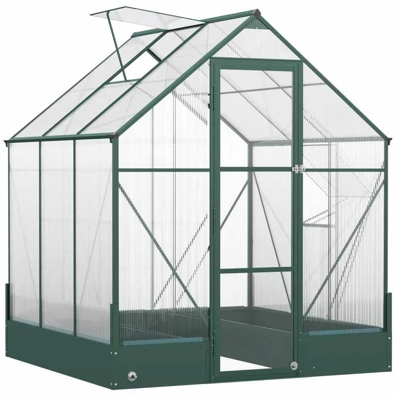 Outsunny Walk-In Greenhouse With 2 Garden Planter Bed 190L X 190W X 220Hcm - Transparent & Green - 845-421V01 3 Outsunny Walk-In Greenhouse With 2 Garden Planter Bed 190L X 190W X 220Hcm - Transparent & Green - 845-421V01 - Image 3