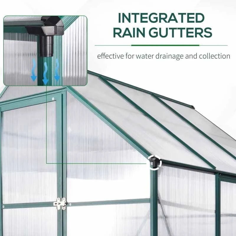 Outsunny Walk-In Greenhouse With 2 Garden Planter Bed 190L X 190W X 220Hcm - Transparent & Green - 845-421V01 8 Outsunny Walk-In Greenhouse With 2 Garden Planter Bed 190L X 190W X 220Hcm - Transparent & Green - 845-421V01 - Image 8
