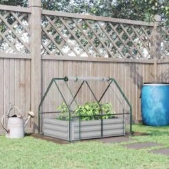 Outsunny Dual Use Steel Raised Garden Planter With Greenhouse 120L X 90W X 30Hcm - Clear & Grey - 845-520GY -OUTSUNNY Sales Shop outsunny 845 520gy outdoor