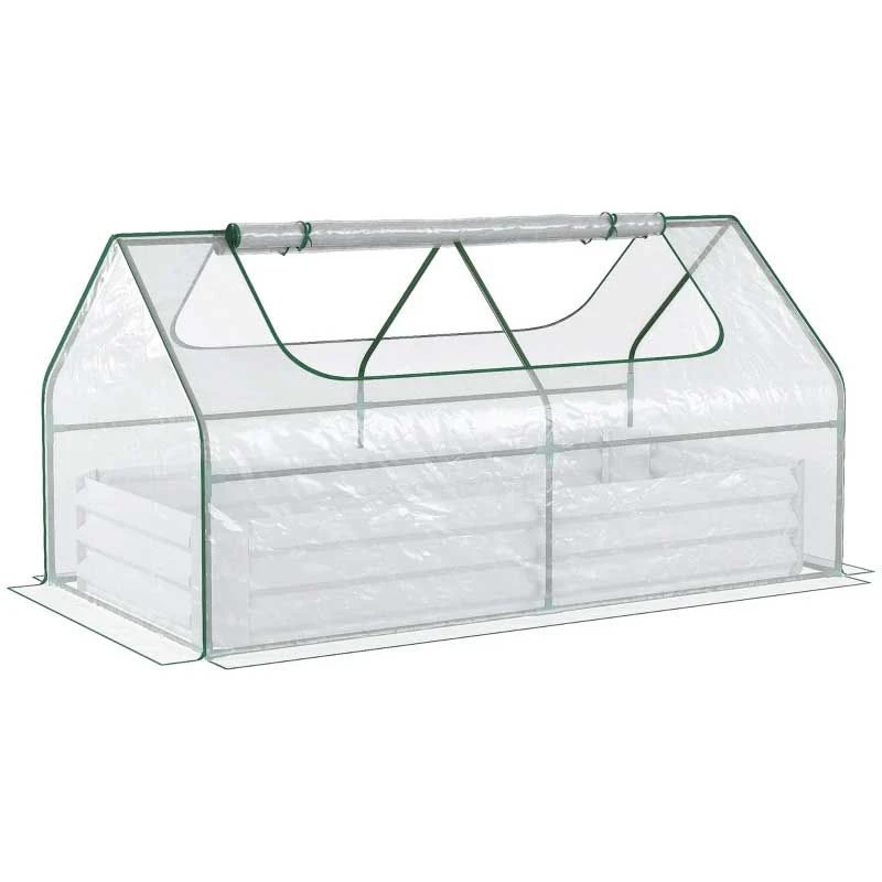 Outsunny Dual Use Steel Raised Garden Planter With Greenhouse 185L X 95W X 92Hcm - Clear & Grey - 845-520V03TP 3 Outsunny Dual Use Steel Raised Garden Planter With Greenhouse 185L X 95W X 92Hcm - Clear & Grey - 845-520V03TP - Image 3