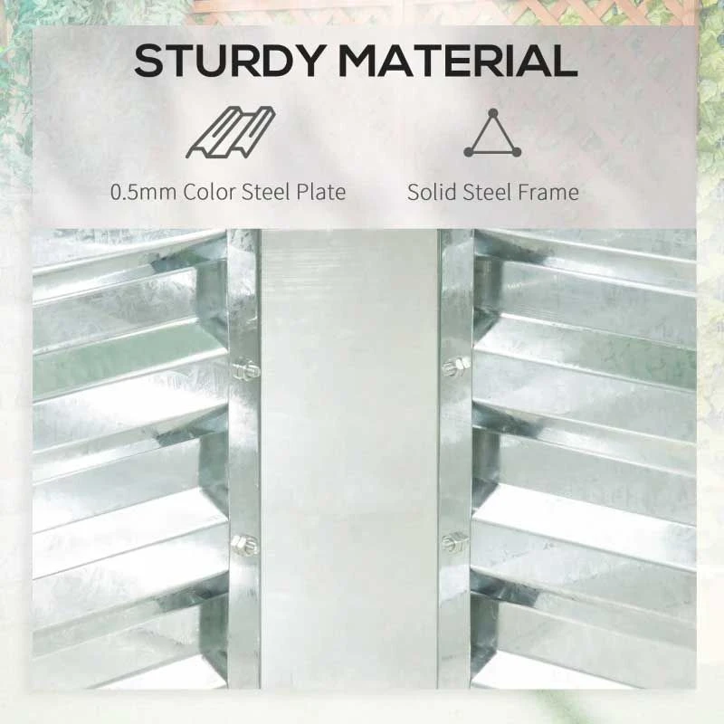 Outsunny Dual Use Steel Raised Garden Planter With Greenhouse 185L X 95W X 92Hcm - Clear & Grey - 845-520V03TP 5 Outsunny Dual Use Steel Raised Garden Planter With Greenhouse 185L X 95W X 92Hcm - Clear & Grey - 845-520V03TP - Image 5