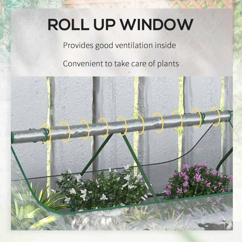 Outsunny Dual Use Steel Raised Garden Planter With Greenhouse 185L X 95W X 92Hcm - Clear & Grey - 845-520V03TP 8 Outsunny Dual Use Steel Raised Garden Planter With Greenhouse 185L X 95W X 92Hcm - Clear & Grey - 845-520V03TP - Image 8