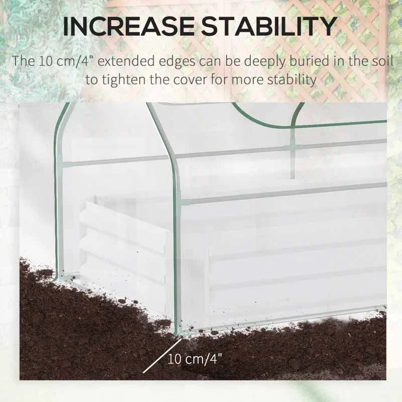 Outsunny Dual Use Steel Raised Garden Planter With Greenhouse 185L X 95W X 92Hcm - Clear & Grey - 845-520V03TP 9 Outsunny Dual Use Steel Raised Garden Planter With Greenhouse 185L X 95W X 92Hcm - Clear & Grey - 845-520V03TP - Image 9